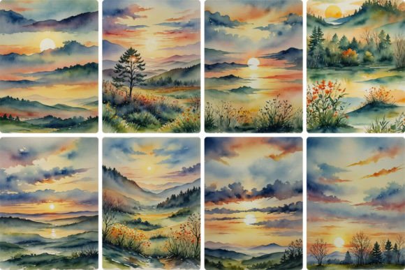 Download Summer Sunrise Watercolor - Sunrise Collection