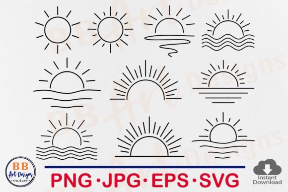 Download Sun SVG Bundle, Sunrise Clipart Vector - Sunrise Collection