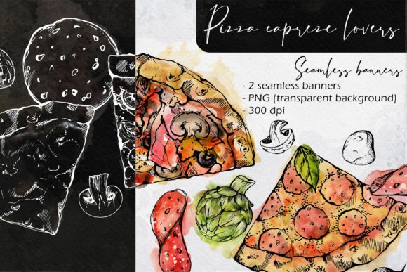 Download Pizza Caprese Lovers: Seamless Banners - Premium Resources