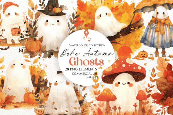 Download Boho Autumn Ghosts Clipart Sublimation - Premium Resources
