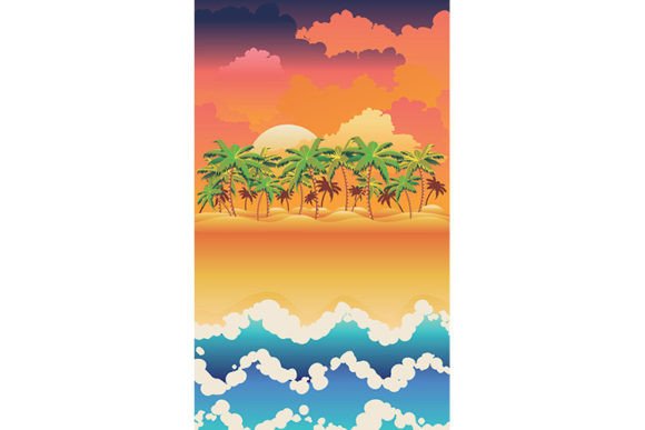 Download Sunrise Tropical Island with Palms - Sunrise Collection