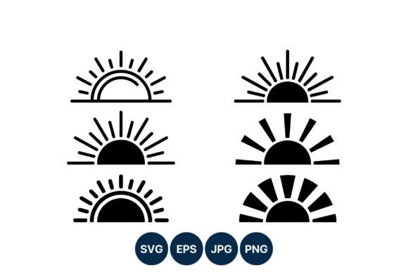 Download Sunrise Icon Set Black White Vector - Sunrise Collection