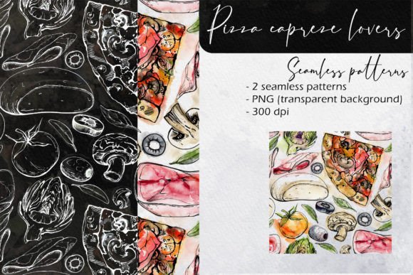 Download Pizza Caprese Lovers: Seamless Patterns - Premium Bundle