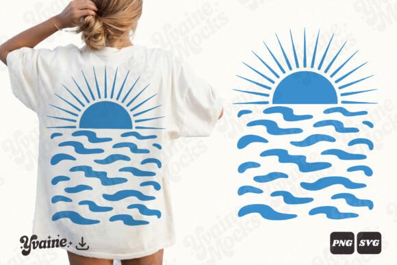 Download Retro Summer Sunrise Ocean Waves SVG PNG - Sunrise Collection