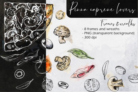 Download Pizza Caprese Lovers: Frames and Wreaths - Premium Resources