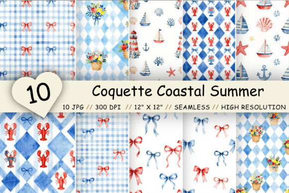 Download Coquette Coastal Summer Digital Paper - Coast Collection