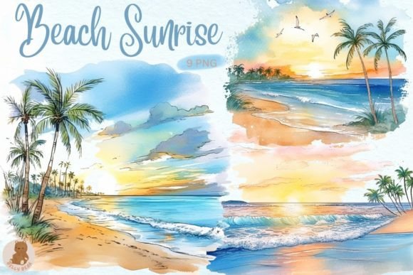 Download Watercolor Beach Sunrise Sublimation - Sunrise Collection